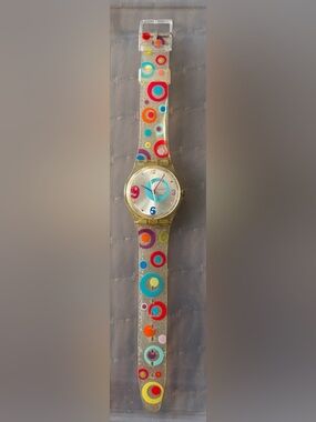 Swatch ..Colorful Polka Dot Clear Strap Watch - Multicolor Swatch FRIANDISE